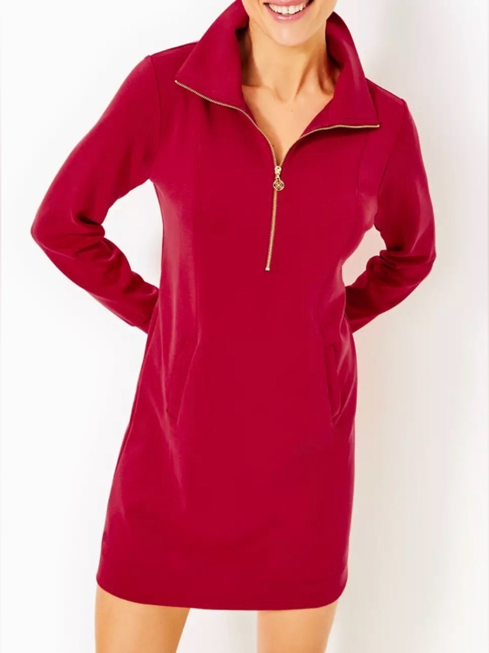 NWT Lilly Pulitzer UPF 50+ Eleni Dress Malbec Red Size Large Runaround Lounge
